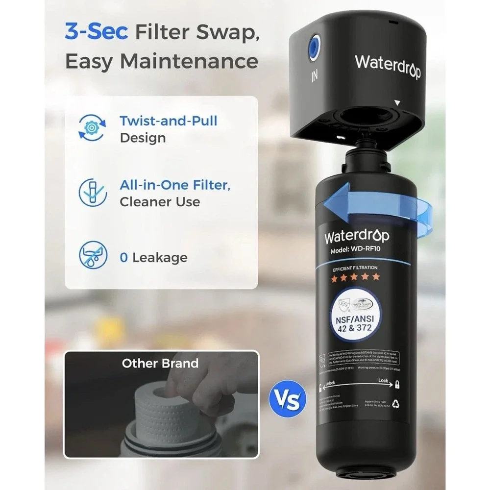 Waterdrop 10UB Under Sink Water Filter System,‎ with Stainless Steel Faucet